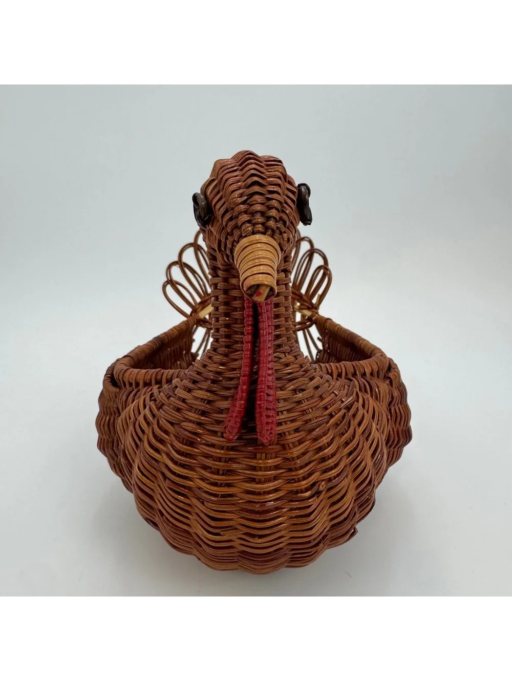 Vintage Wicker Turkey Basket Thanksgiving Fall Decor